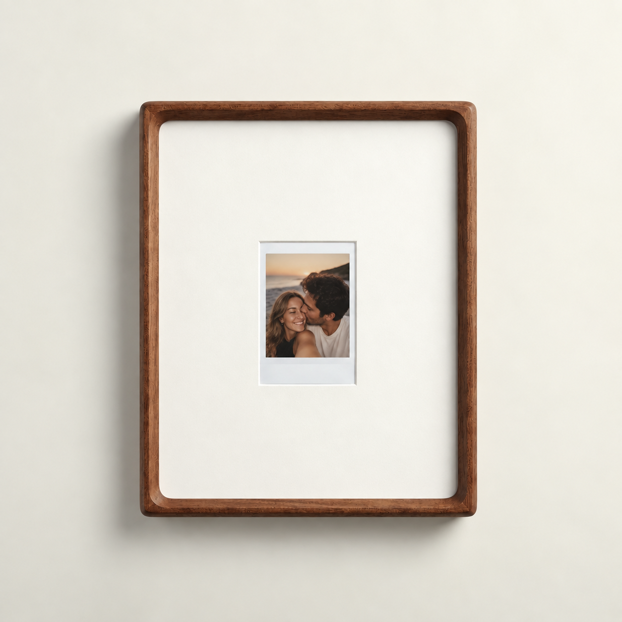 Rounded Walnut Polaroid Frame - Instax Mini