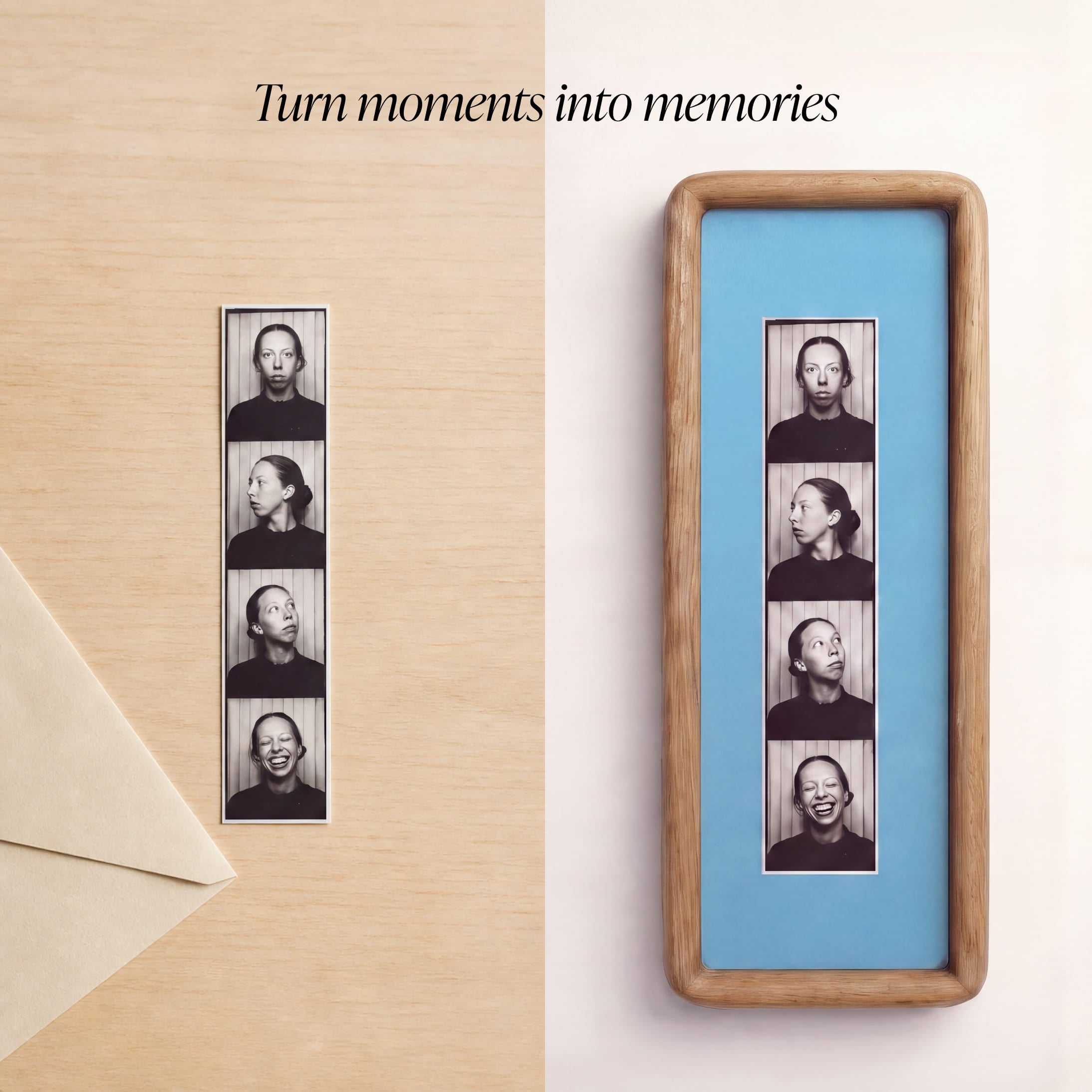 Teak Photobooth Frame - Blue Mount