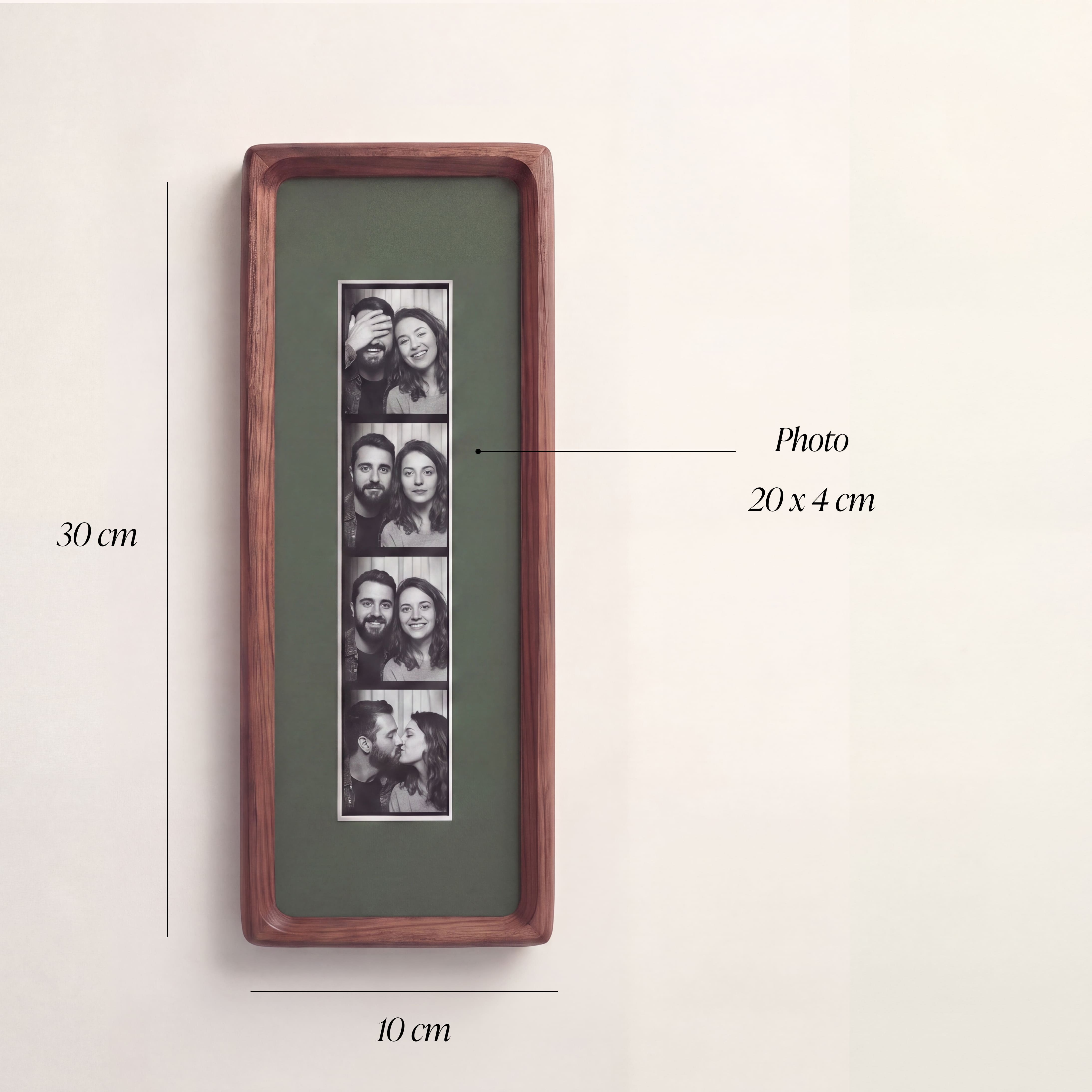 Walnut Photobooth Frame - Green Mount