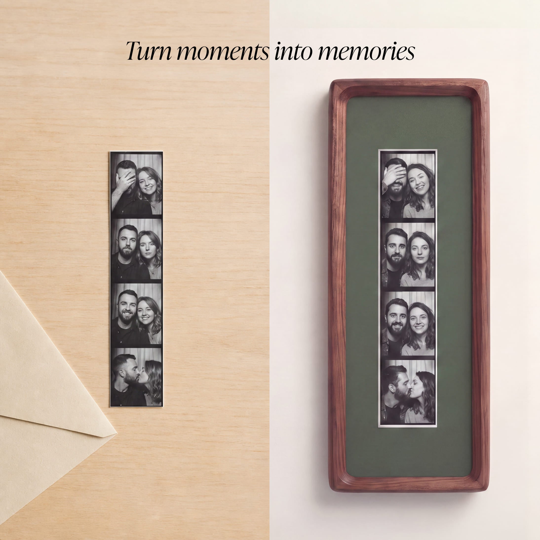 Walnut Photobooth Frame - Green Mount