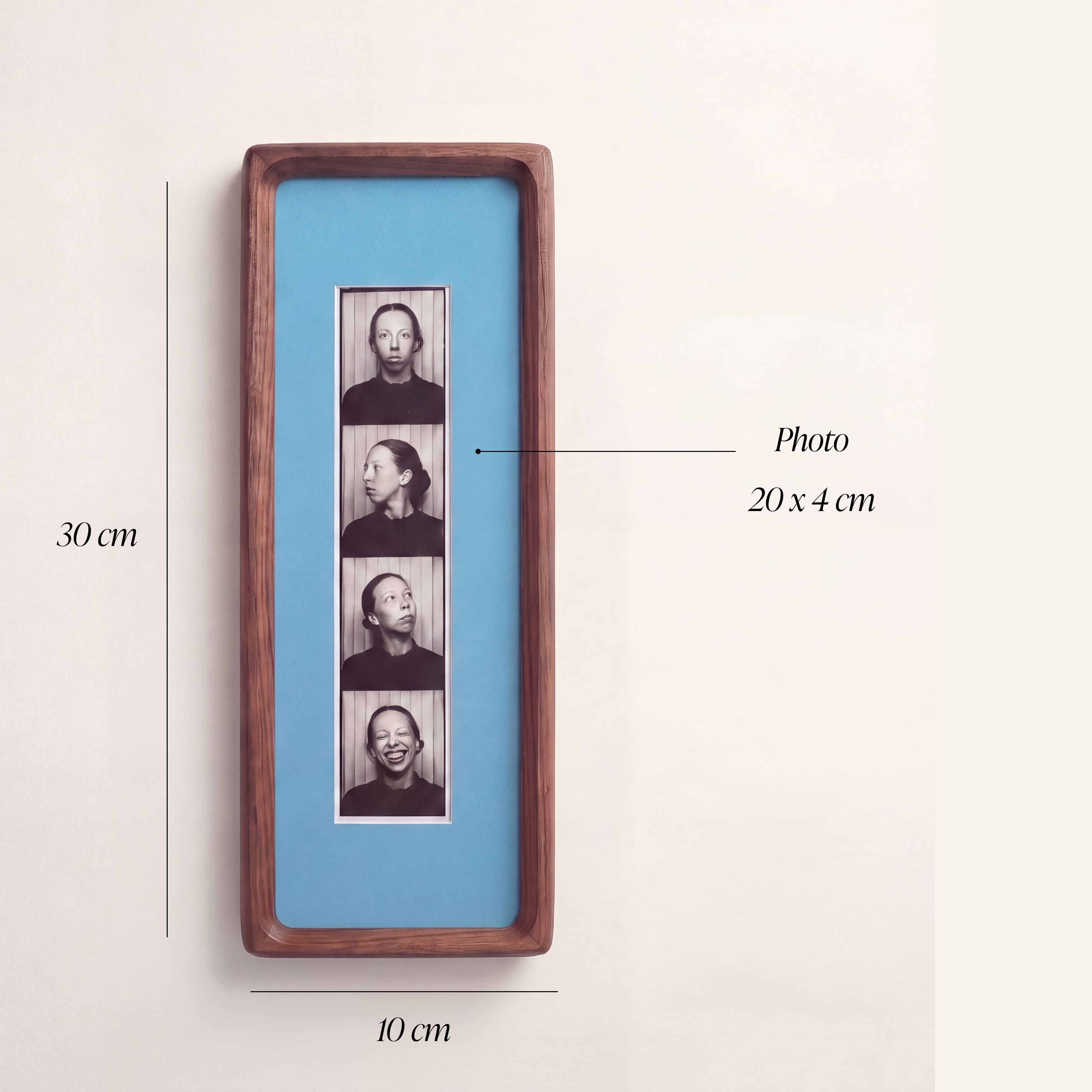 Walnut Photobooth Frame - Blue Mount