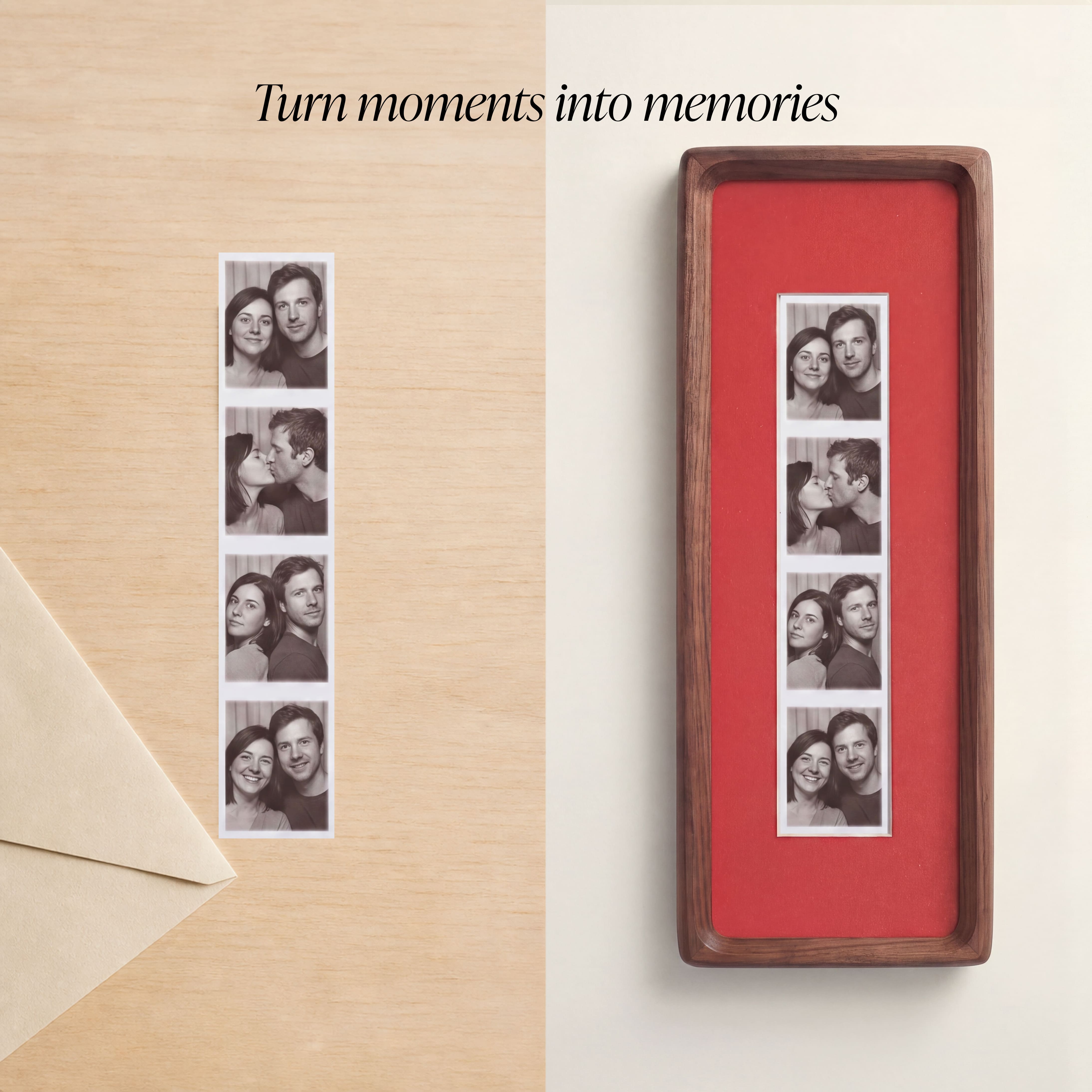 Walnut Photobooth Frame - Red Mount