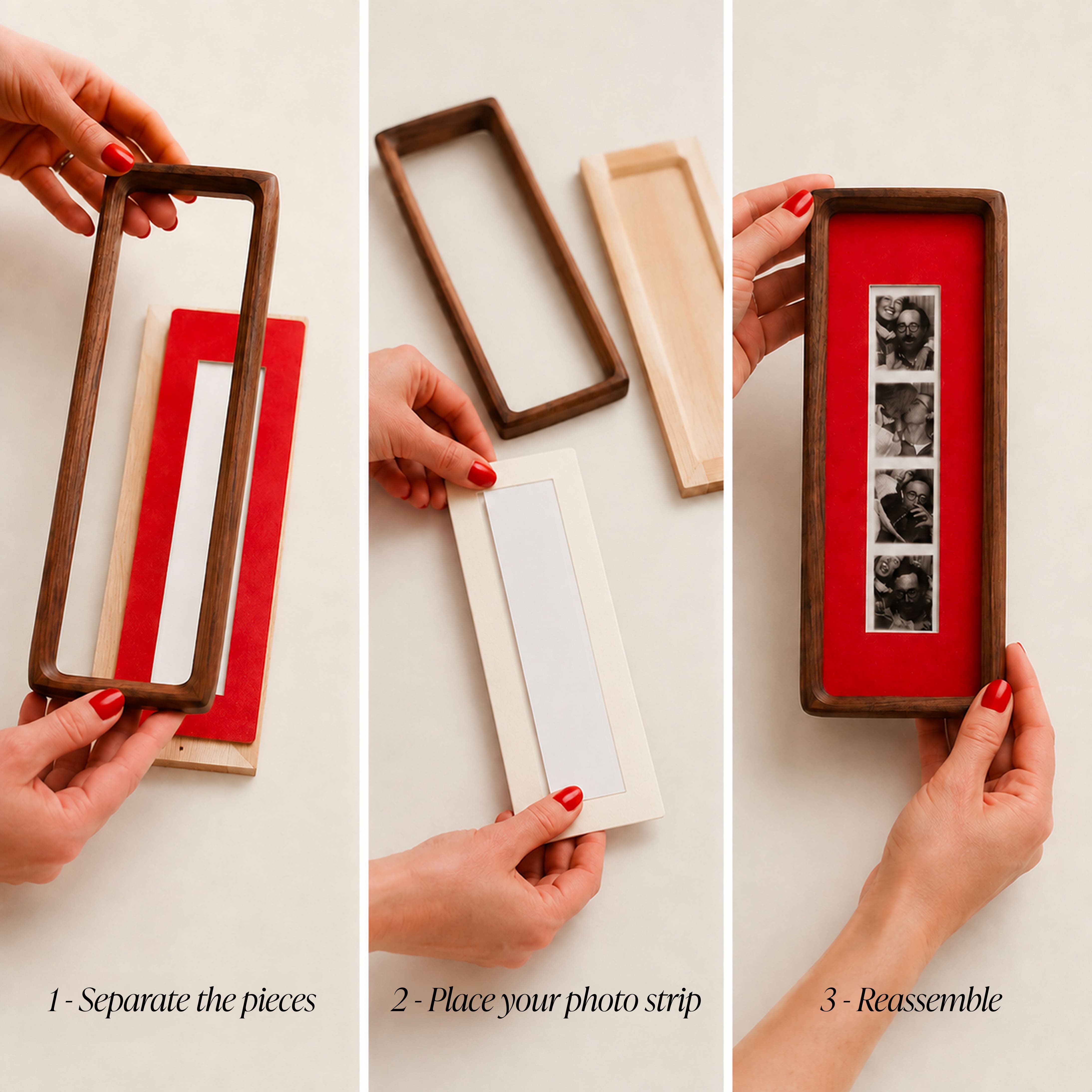 Walnut Photobooth Frame - Red Mount