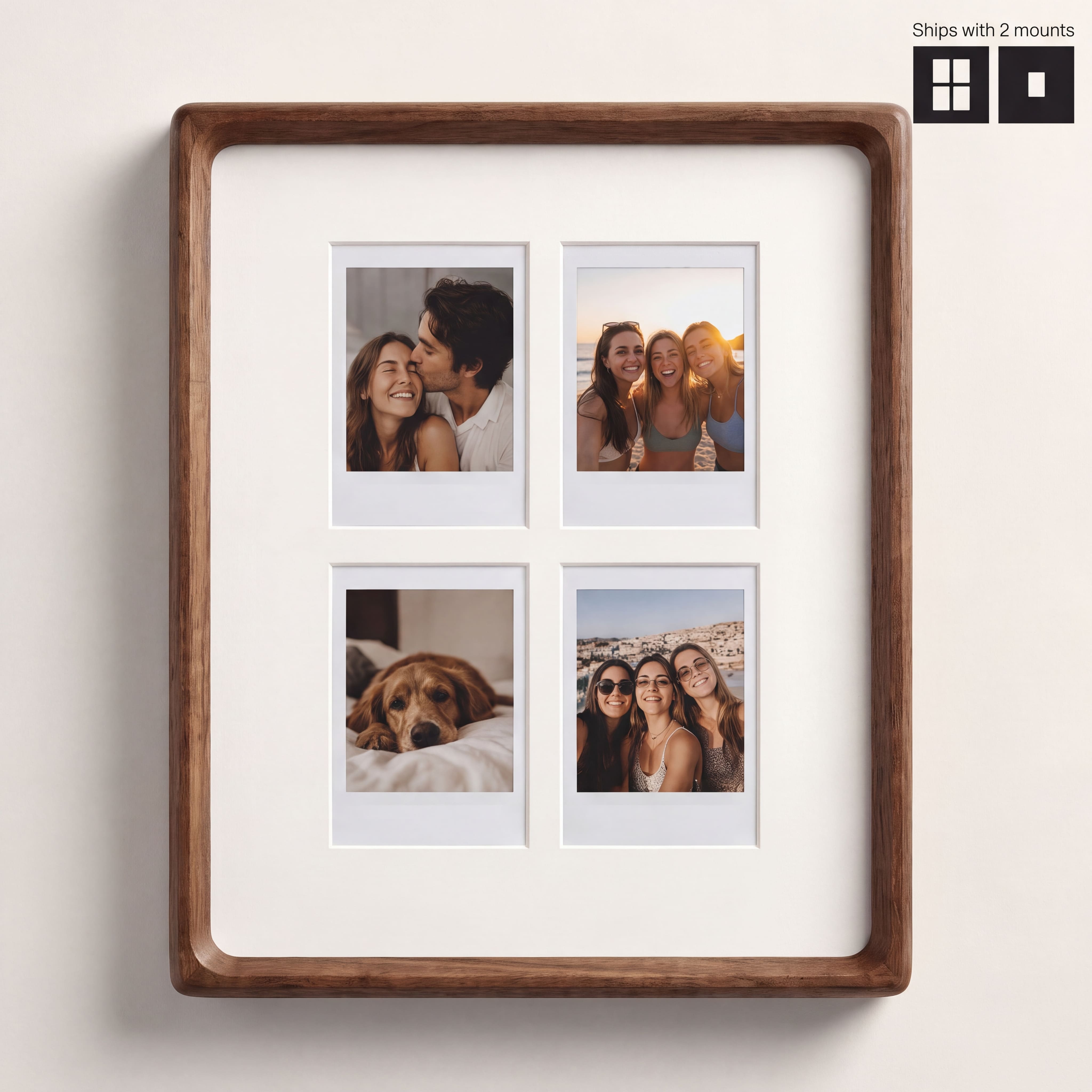 Rounded Walnut Polaroid Frame - Instax Mini