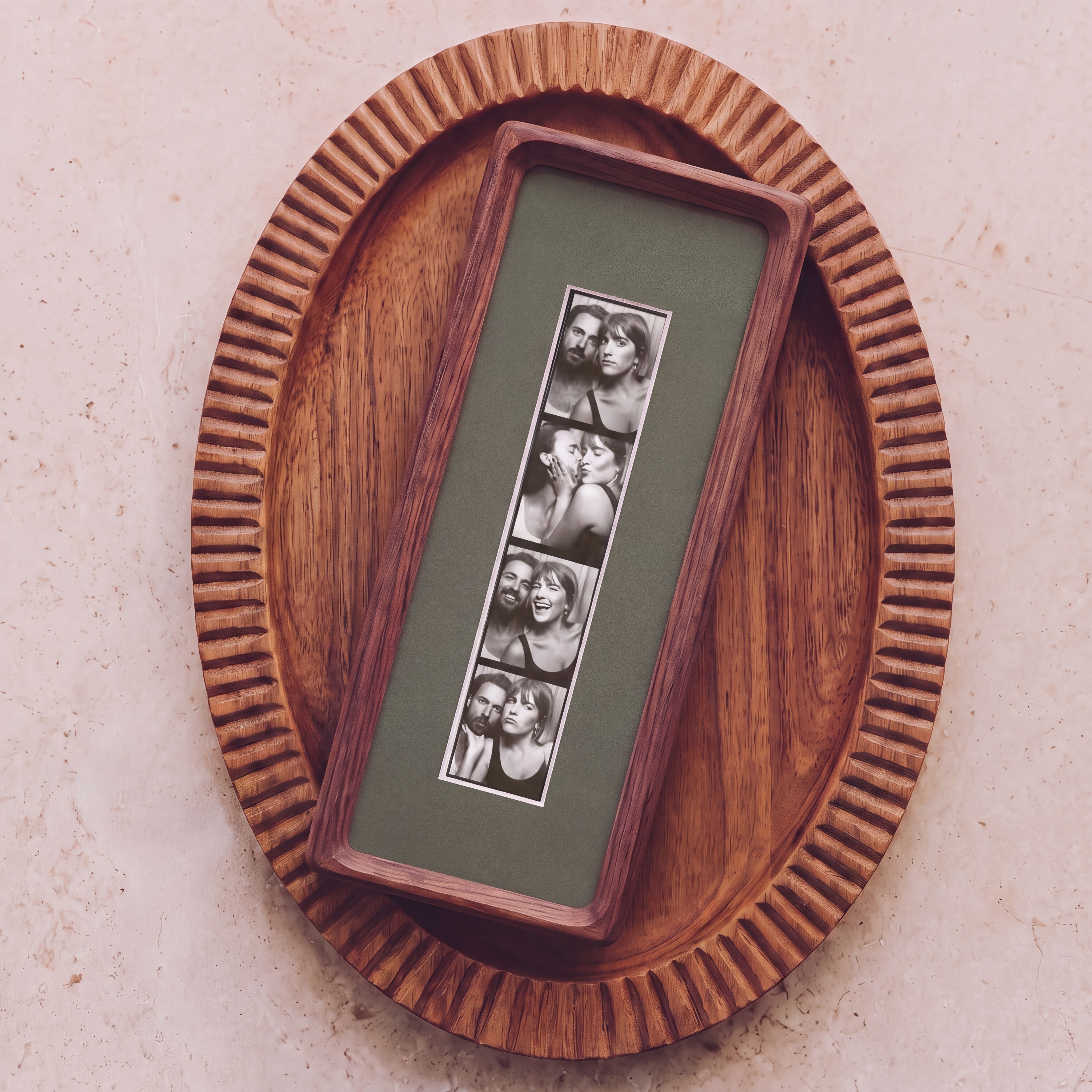 Walnut Photobooth Frame - Green Mount